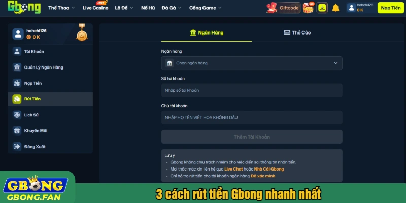 3 cách rút tiền Gbong nhanh nhất