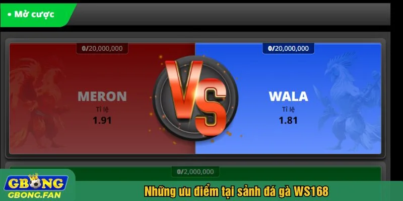 Đá gà WS168 cung cấp nhiều dạng kèo phổ biến