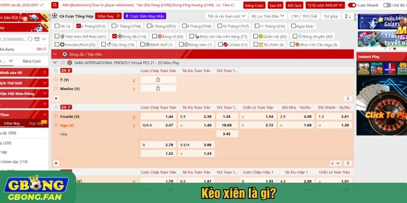 Kèo xiên là gộp nhiều kèo trong một phiếu cược
