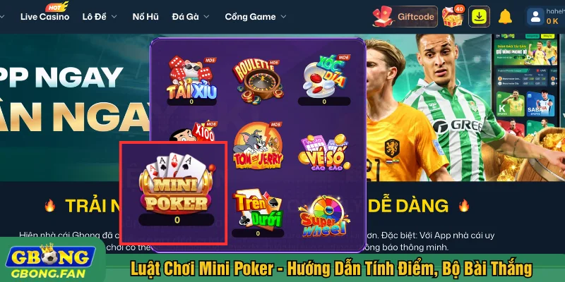 Luật chơi mini poker