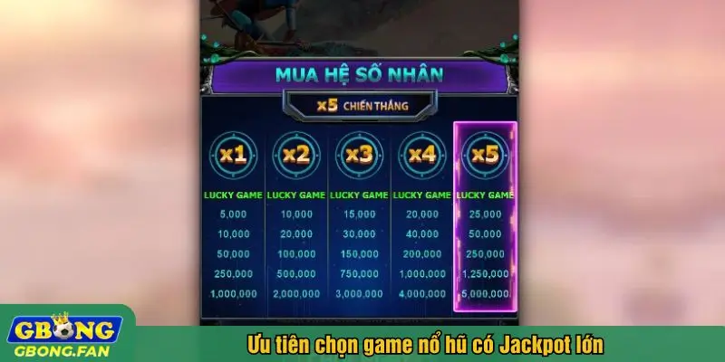 Ưu tiên chọn game nổ hũ có Jackpot lớn