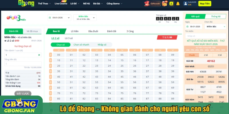 Lô đề Gbong – Không gian dành cho người yêu con số